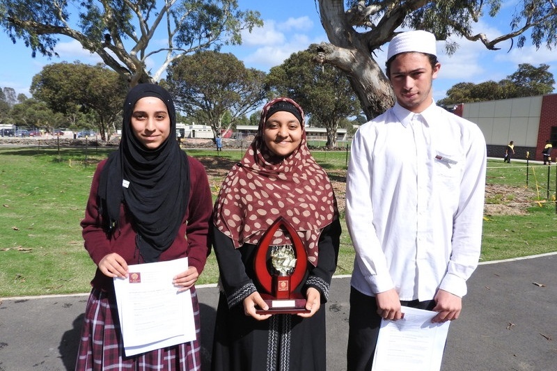 Our 2016 School Captains with former Captain Amnah Arain (centre)