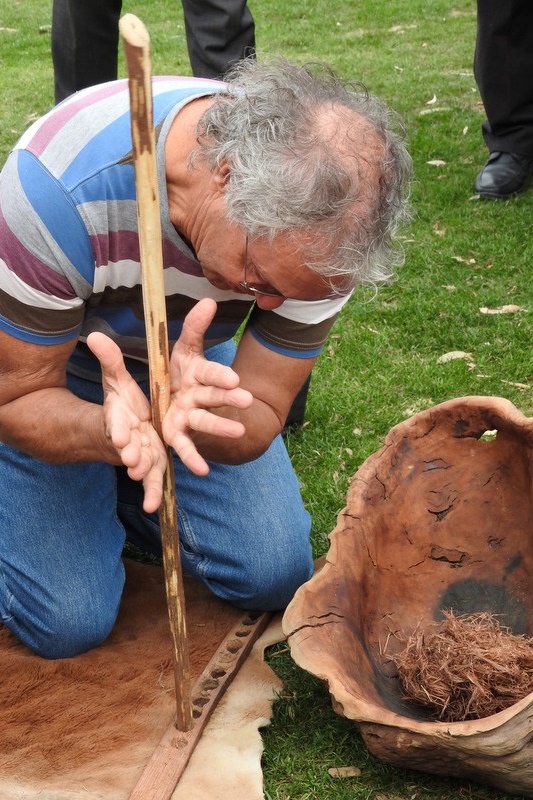 Mr Hunter initiating the traditional Smoking Ceremony