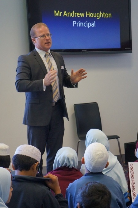 Principal Mr Andrew Houghton addressing the students