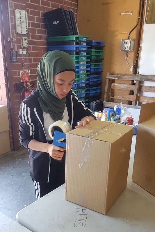 SRC Girls Volunteering for Halal Food Bank