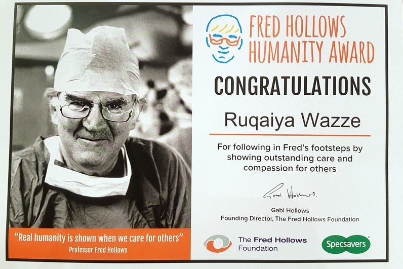 Ruqaiya Wazze received Humanity Award