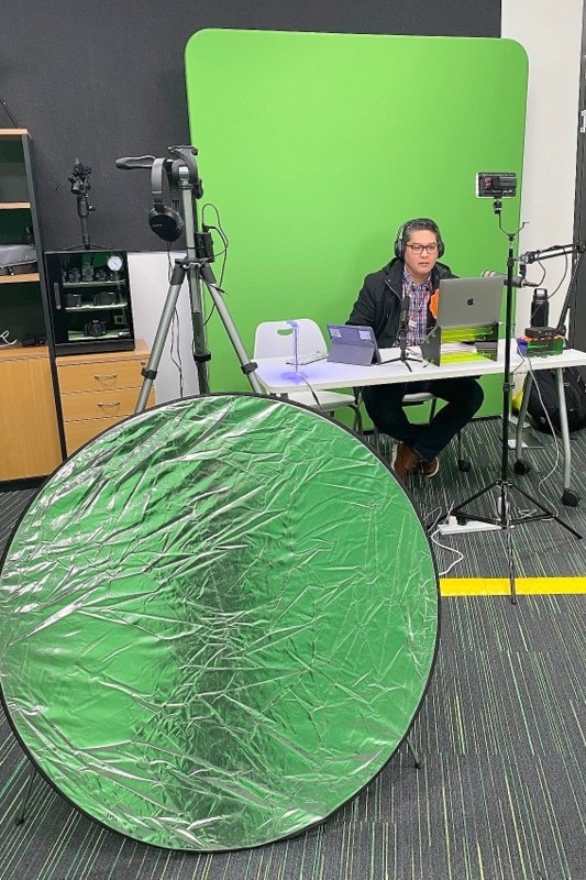 Teachers  using Green Screen for digital content