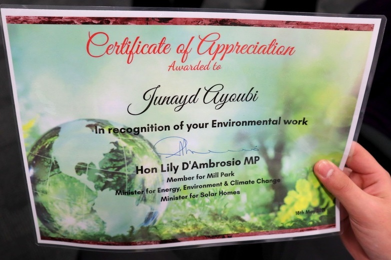 Junayd Ayoubi Honoured with Award