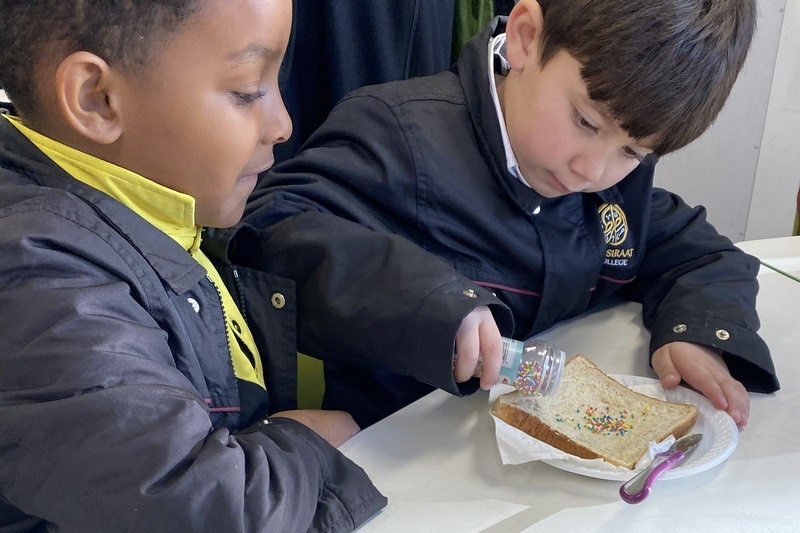 Year 1s celebrating their 100th Day of School