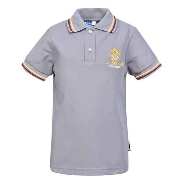 Grey short sleeve polo for boys